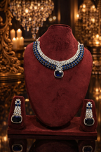 Royal Blue Sapphire AD Necklace & Earring Set