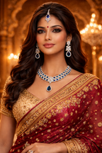 Sapphire Blue Teardrop AD Choker Necklace & Earring Set
