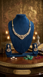 Kundan Polki Teardrop AD Gold Necklace & Earring Set