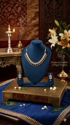 Kundan Emerald Fringe AD Gold Necklace & Earring Set