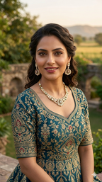 Kundan Polki Teardrop AD Gold Necklace & Earring Set