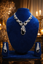 Black Onyx Floral AD Necklace & Earring Set