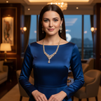 AD Wheat Leaf V-Drop Necklace & Earring Set