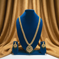 Long AD Wheat Chain & Emerald Medallion Necklace Set