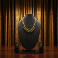 Emerald Ball & AD Gold Fringe Necklace & Earring Set
