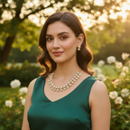 Pearl & AD Paisley Necklace & Earring Set