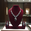 Navy Blue Floral AD Necklace & Earring Set