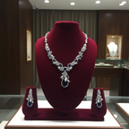 Navy Blue Floral AD Necklace & Earring Set