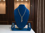 AD Heart Drop Lariat Necklace & Earring Set