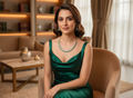 Emerald Leaf Fringe AD Necklace & Earring Set