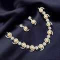Elegant Pearl & Crescent Motif Necklace Set with Matching Earrings