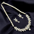 Elegant Pearl & Floral CZ Necklace Set with Matching Earrings