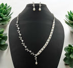 Elegant Pearl & Crystal Vine Necklace Set with Matching Earrings