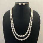 Royal Pearl Choker Set with Crystal Floral Motifs – Necklace & Earrings
