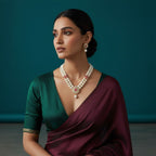 2 Layers Button Pearl Necklace