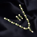 Elegant Pearl & Green Leaf Jewelry Set – Necklace and Earrings