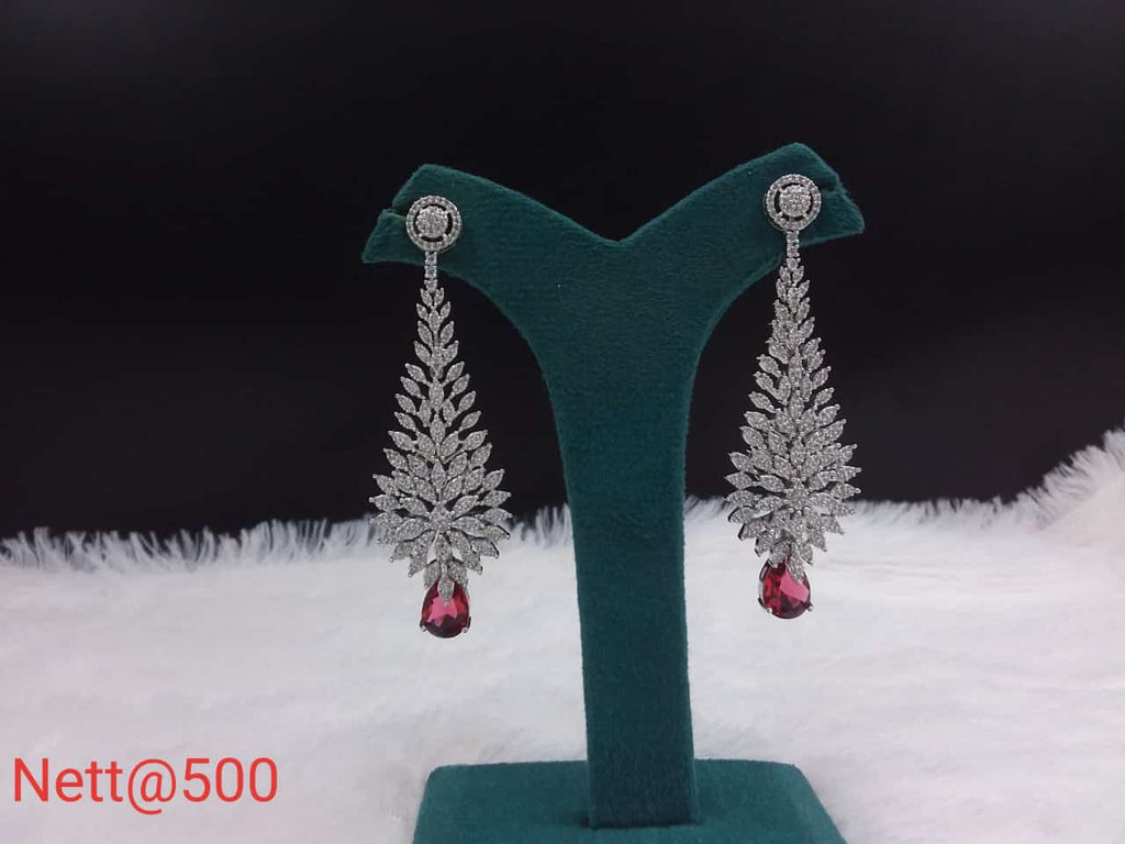 Luxury Diamond Leaf Drop Earrings