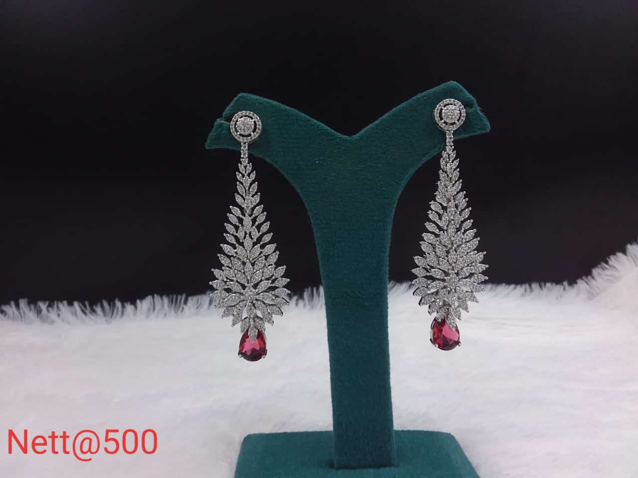 Luxury Diamond Leaf Drop Earrings