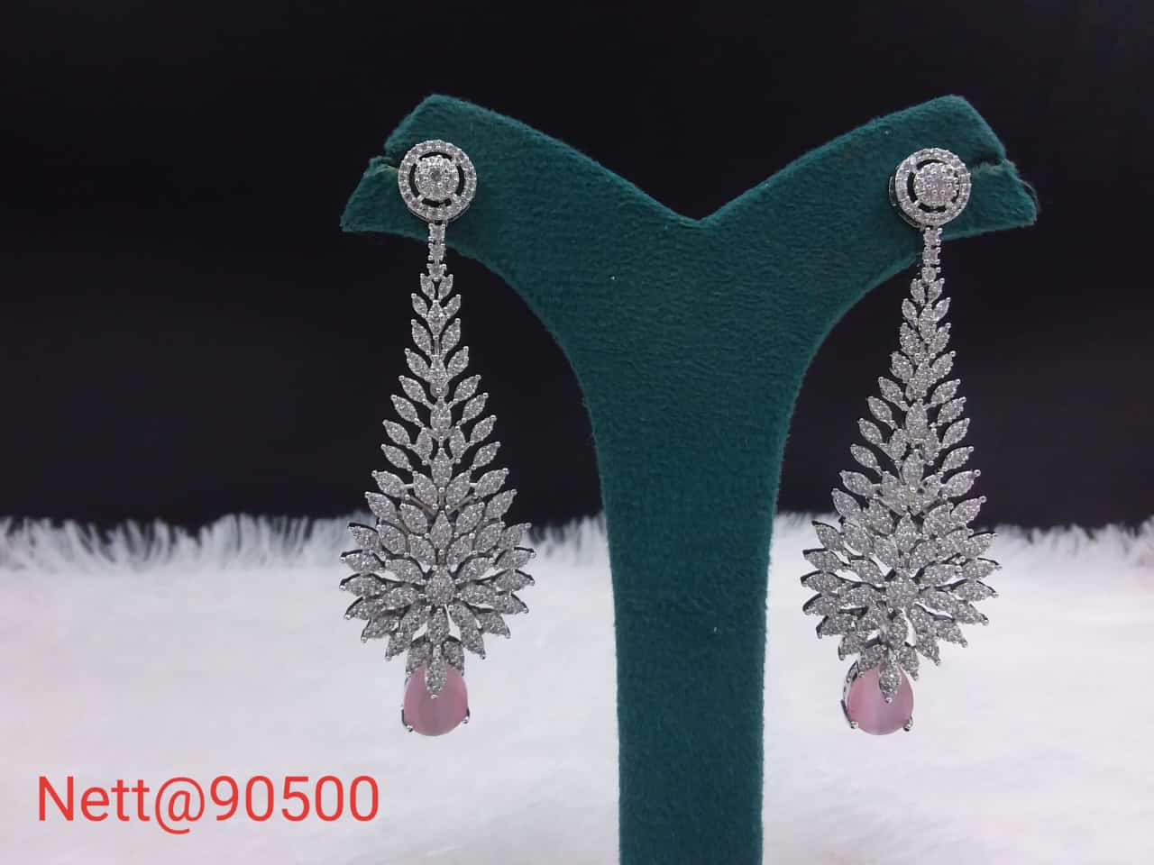 Luxury Diamond Leaf Drop Earrings