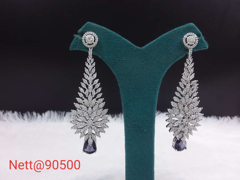 Luxury Diamond Leaf Drop Earrings