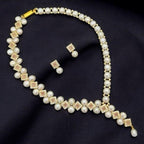 Pearl and Crystal Jewelry Set with Earrings