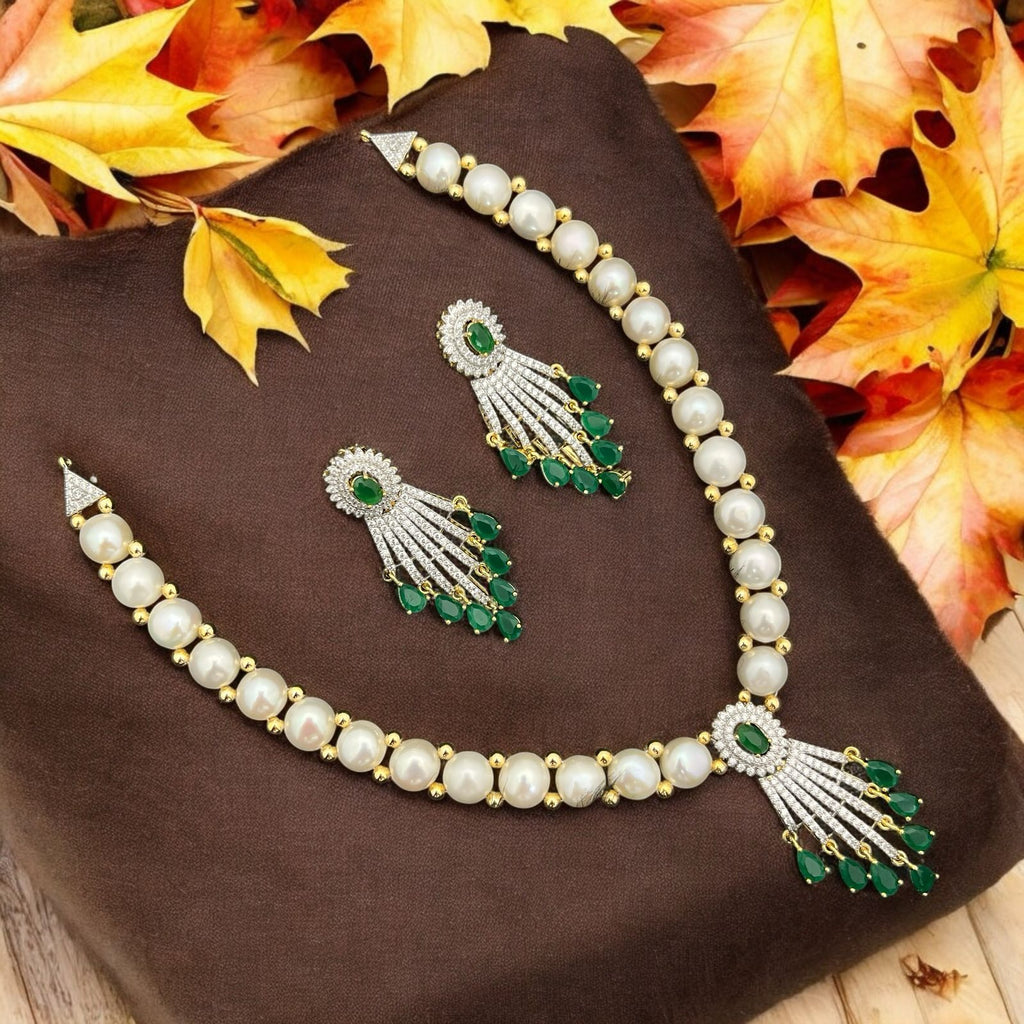 Pearl and Crystal Tassel Jewelry Set