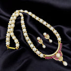Pearl and Crystal Crescent Pendant Jewelry Set