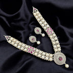 Pearl and Gemstone Adjustable Dori Necklace Set