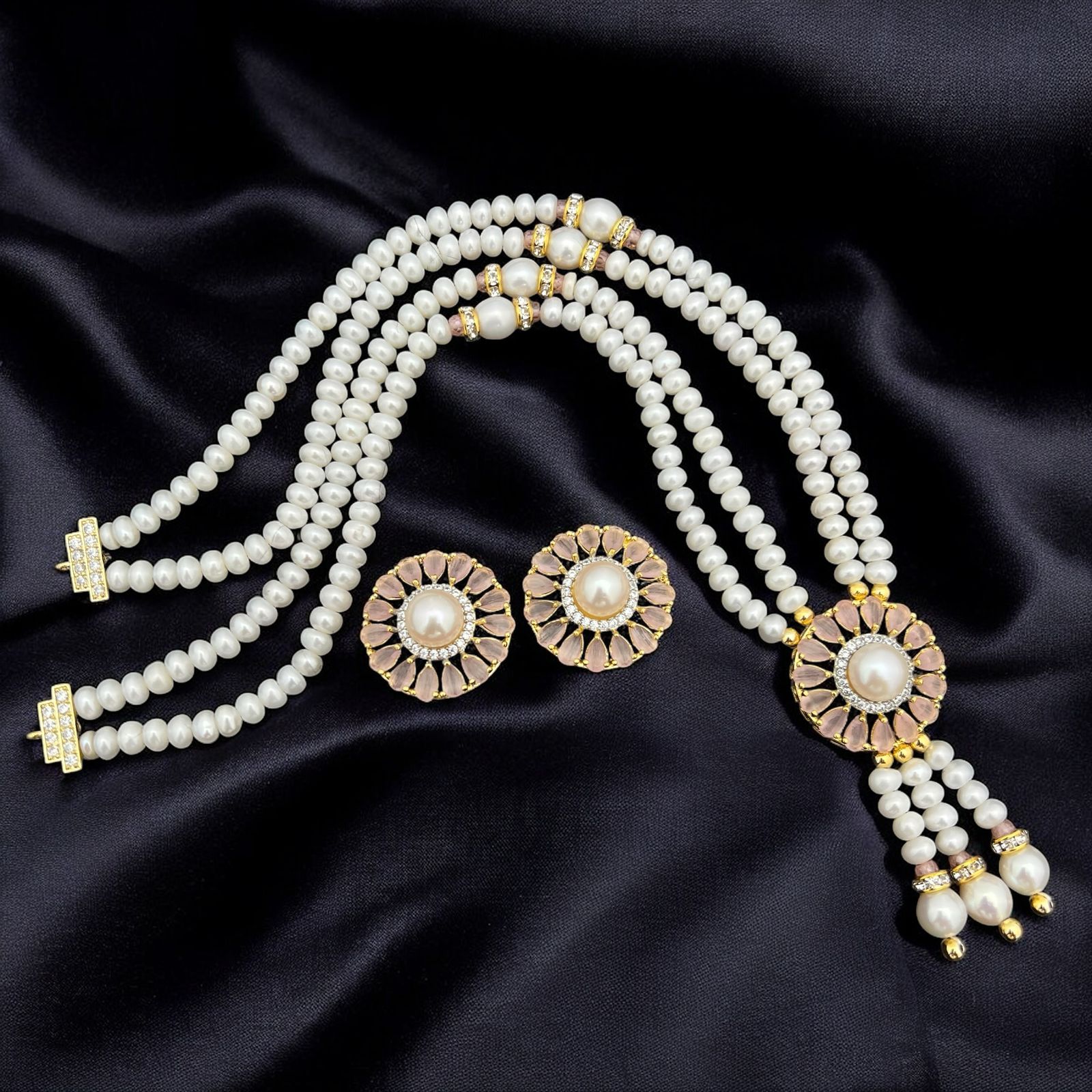 Pearl and Gemstone Sunburst Jewelry Set