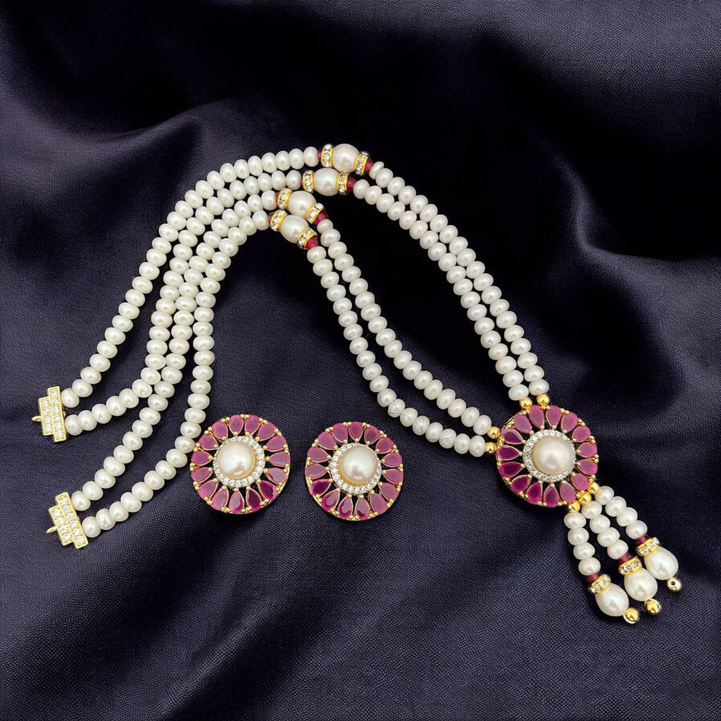 Pearl and Gemstone Sunburst Jewelry Set
