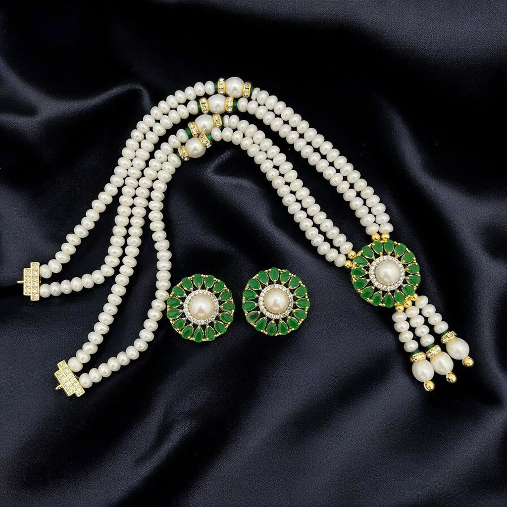 Pearl and Gemstone Sunburst Jewelry Set