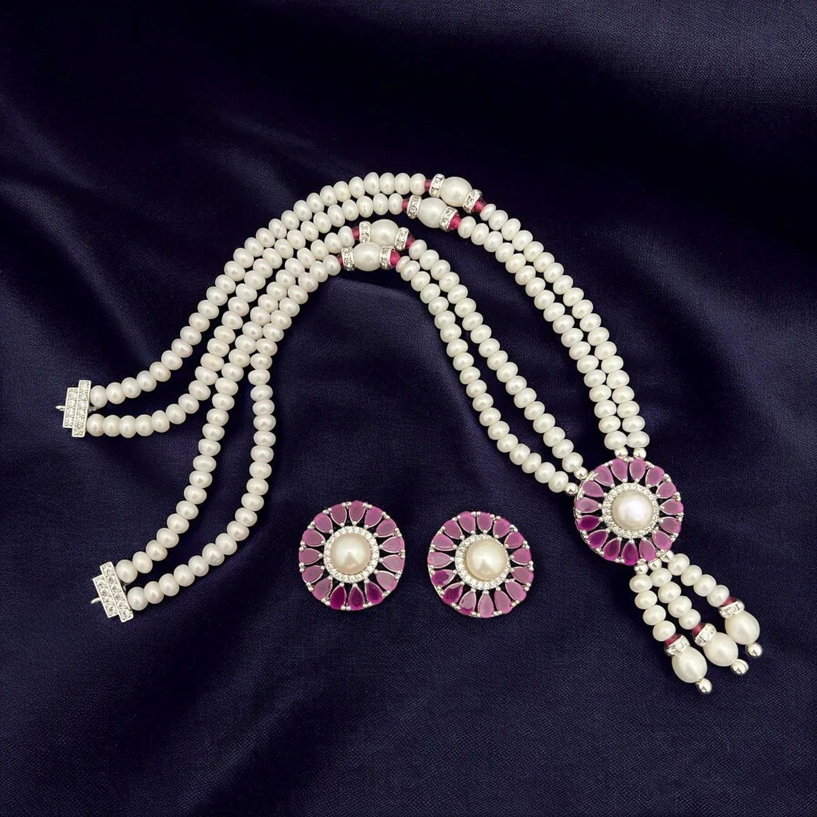Pearl and Gemstone Sunburst Jewelry Set