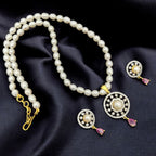 Pearl and Crystal Flower Pendant Jewelry Set