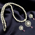 Pearl and Crystal Flower Pendant Jewelry Set
