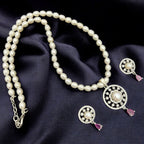 Pearl and Crystal Flower Pendant Jewelry Set