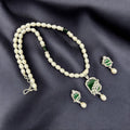 Pearl and Gemstone Leaf Pendant Jewelry Set