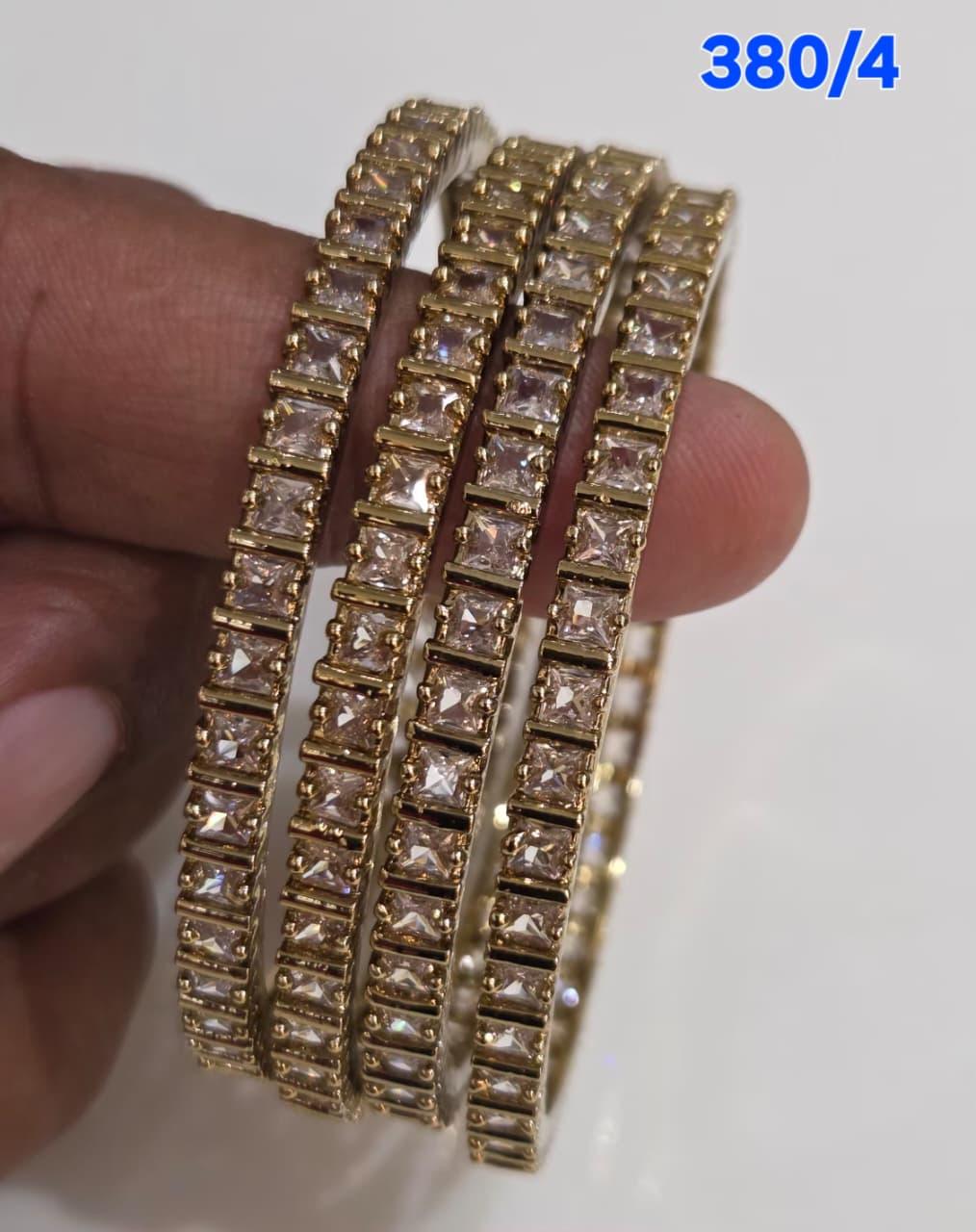 Golden AD Bangles Set - 4 Pieces - 380/4
