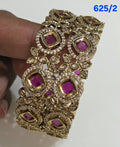 Golden AD Bangles Set with Purple Stones - 2 Pieces - 625/2