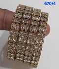 Golden AD Bangles Set with Mixed-Cut Stones - 4 Pieces - 670/4