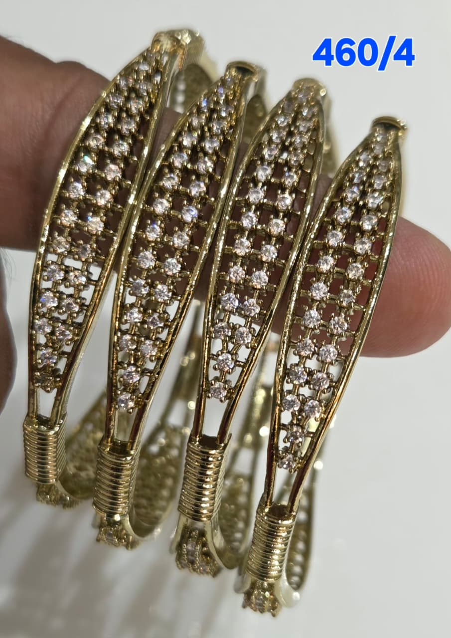Golden AD Bangles Set with Openable Design - 4 Pieces - 460/4