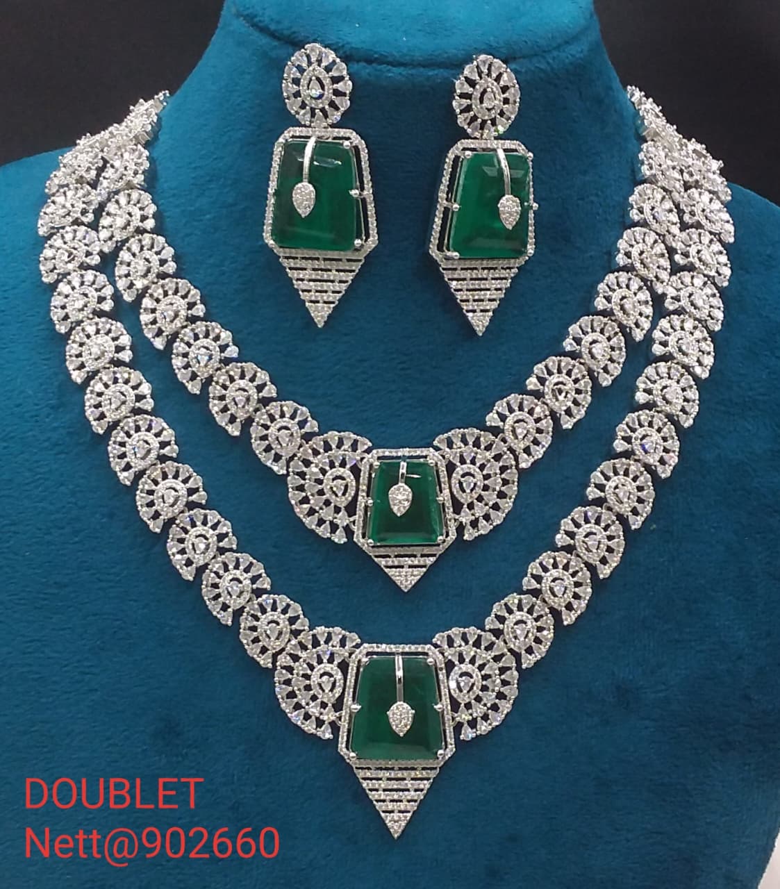 Doublet AD Necklace Set with Earrings - Nett@902660 (Multiple Colors)