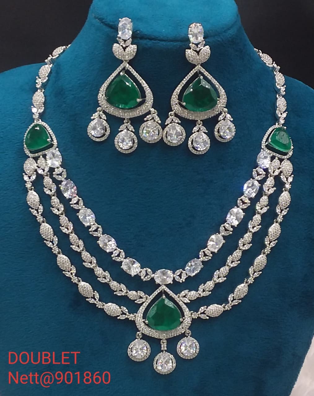 Doublet Necklace Set with Earrings - Nett@901860 (Multiple Colors)