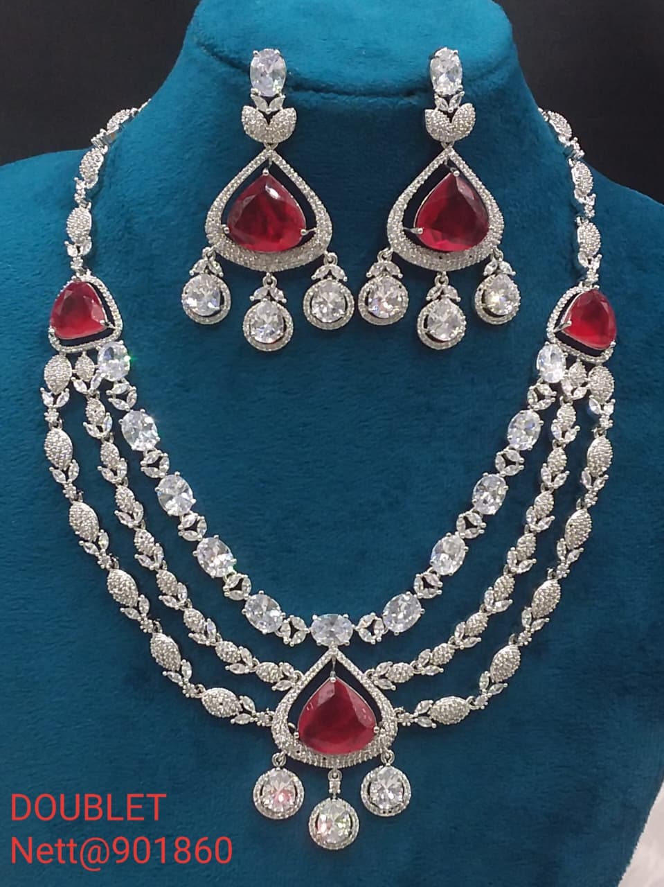 Doublet Necklace Set with Earrings - Nett@901860 (Multiple Colors)