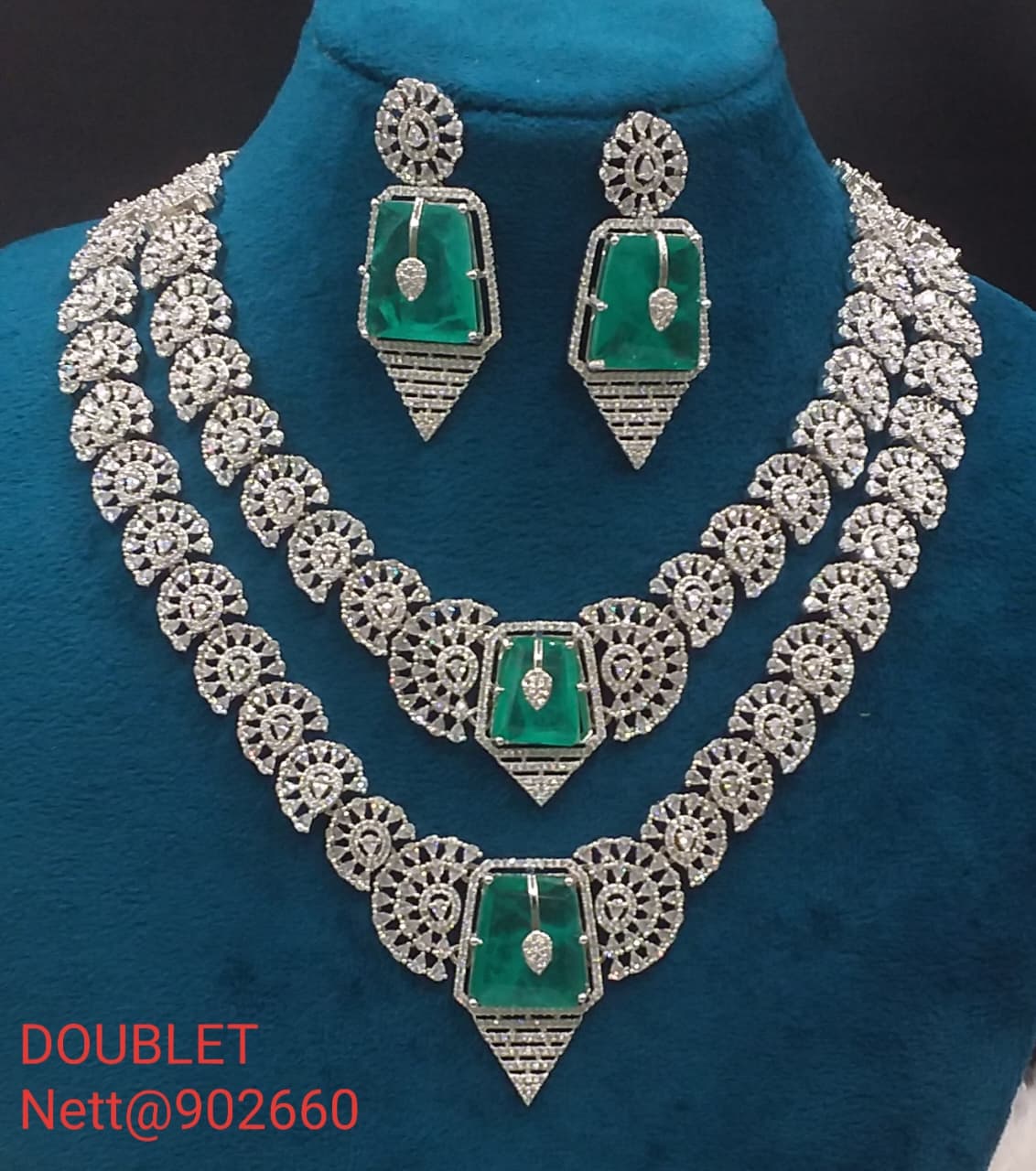 Doublet AD Necklace Set with Earrings - Nett@902660 (Multiple Colors)