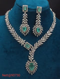 Green Stone AD Necklace Set with Earrings - Nett@90730