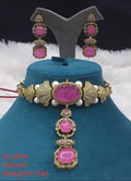 Pink Doublet Mehndi Jewellery Set - Necklace & Earrings