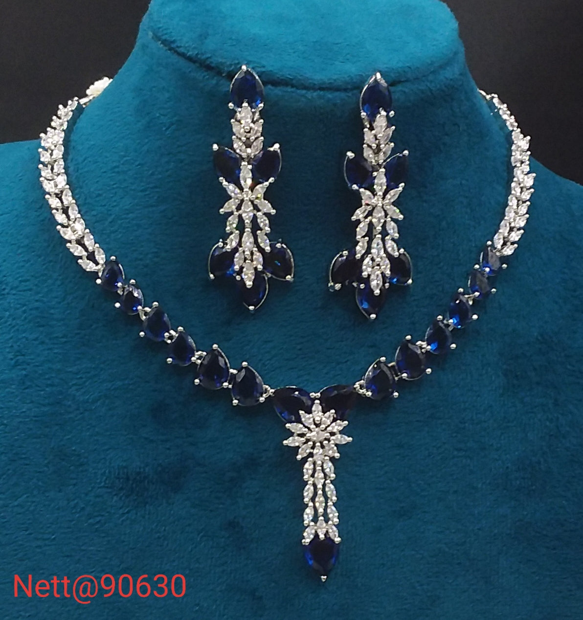 AD Stone Necklace Set with Earrings - Nett@90630