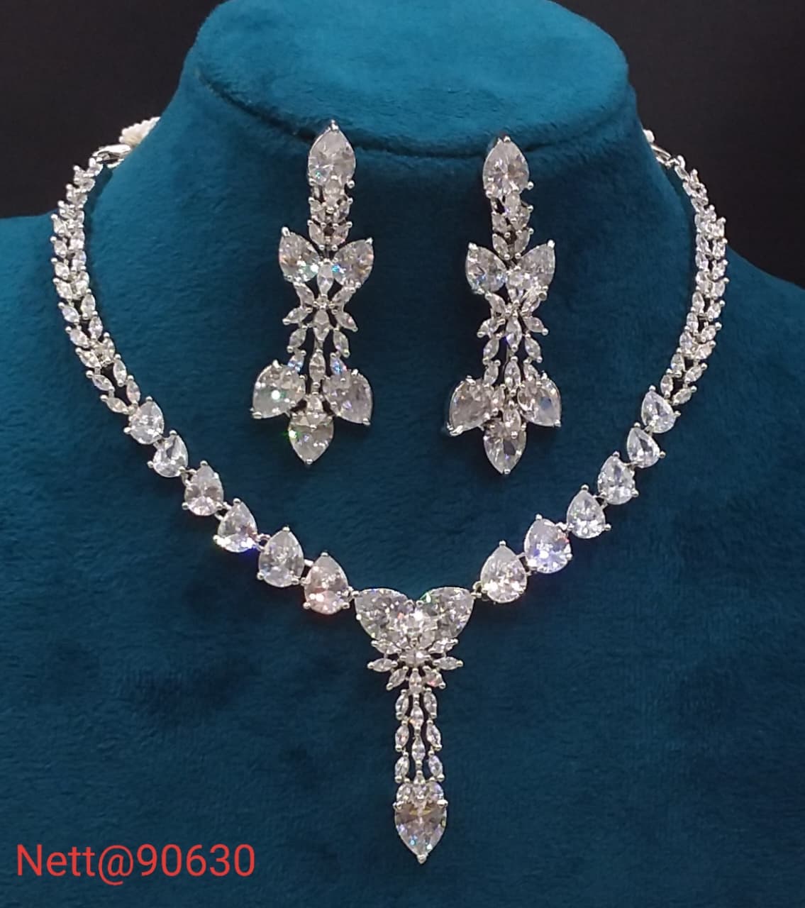 AD Stone Necklace Set with Earrings - Nett@90630