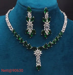 AD Stone Necklace Set with Earrings - Nett@90630