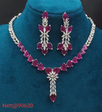 AD Stone Necklace Set with Earrings - Nett@90630
